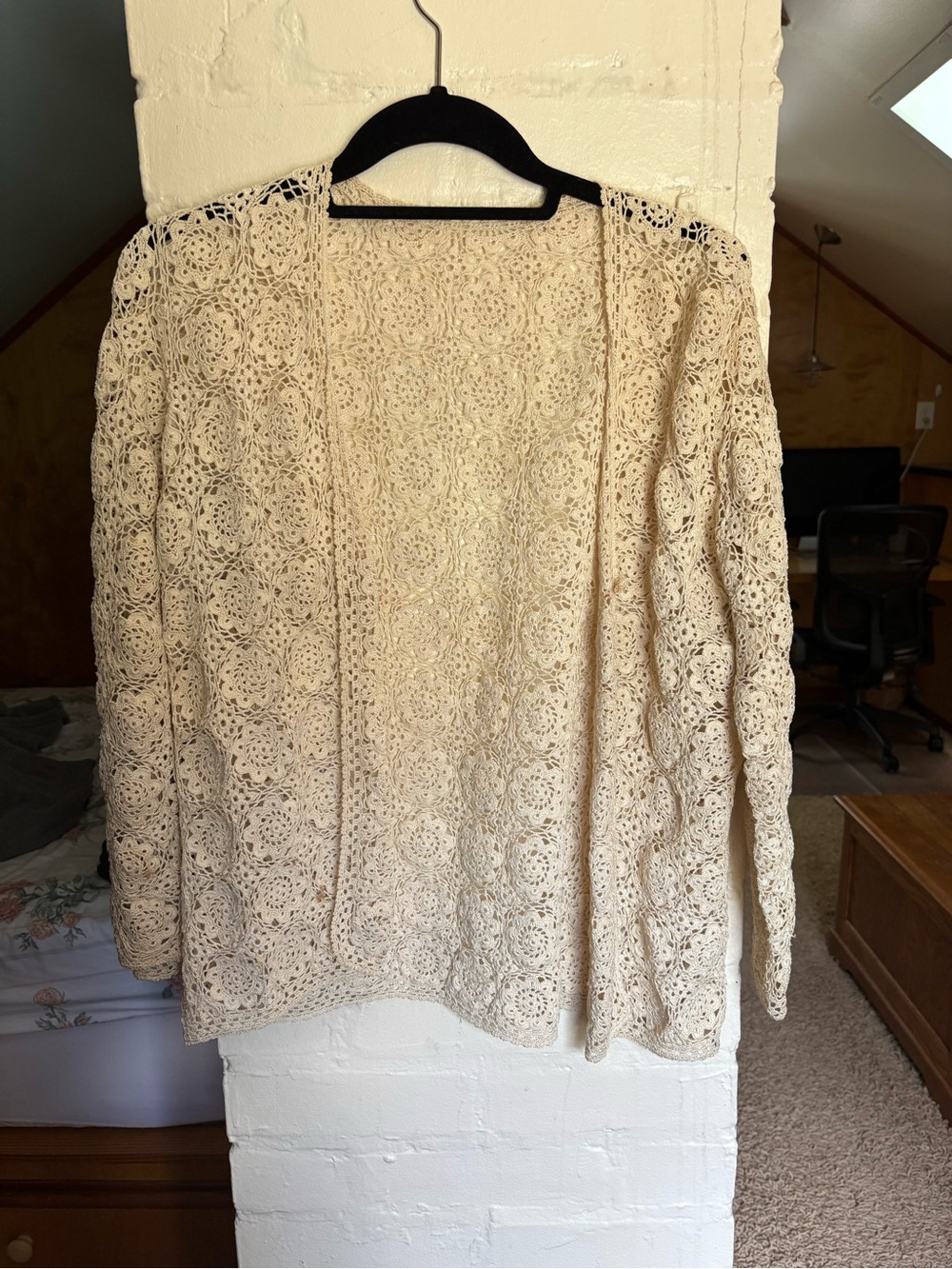 Crochet Open Cardigan in Cream